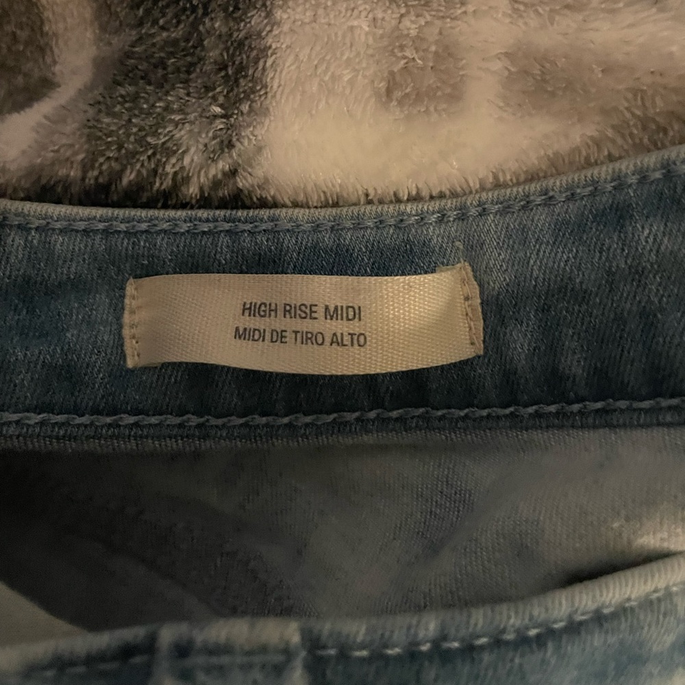 Slightly distressed jean shorts